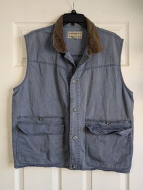 Vintage Midwest Traders Men's Utility Vest with Brown Corduroy Collar Size L
